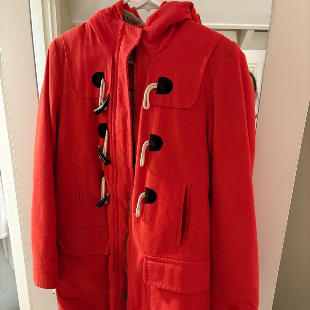 Boden Orange Toggle Coat
